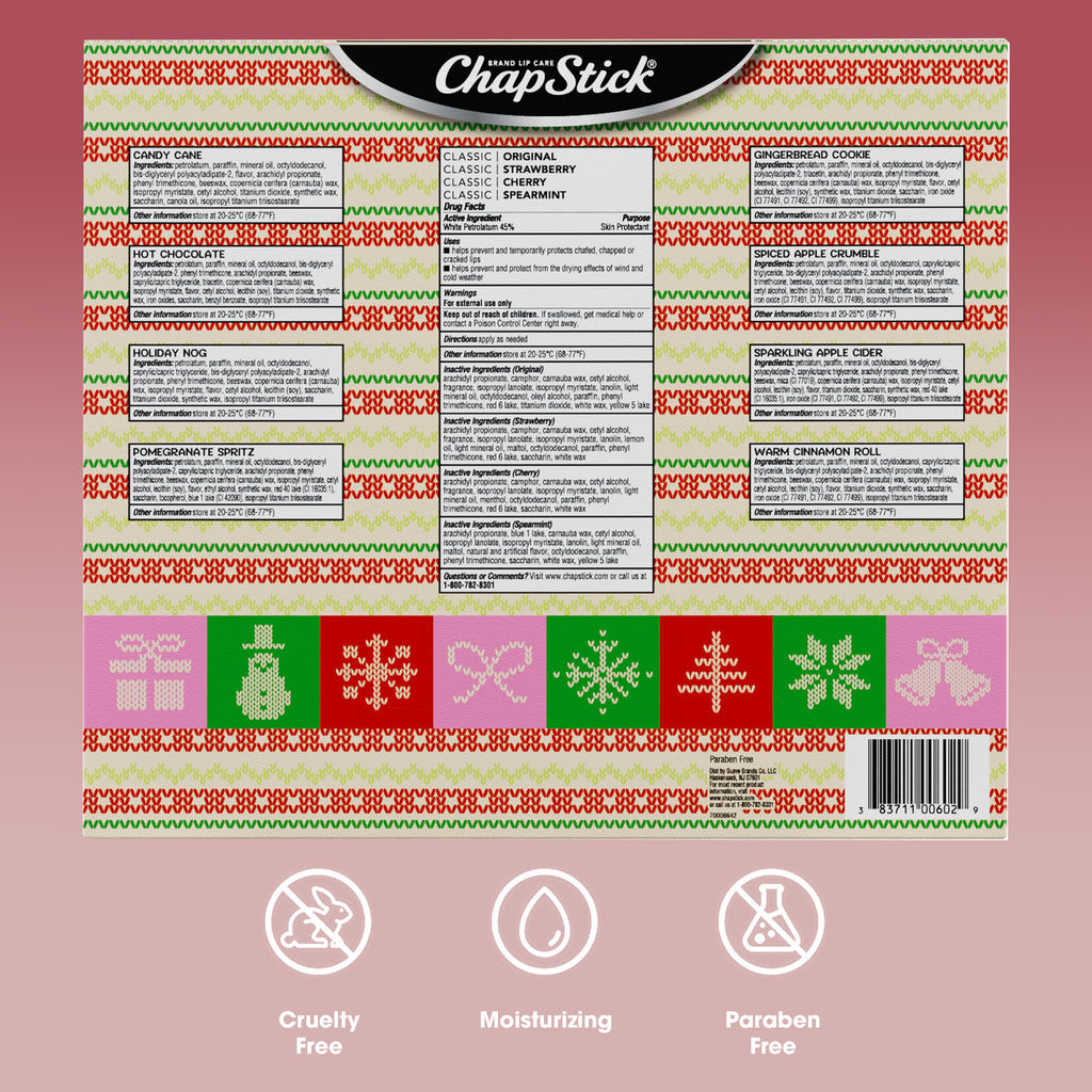 ChapStick Cozy Countdown Holiday Lip Balms 12-Pack, Advent Calendar.