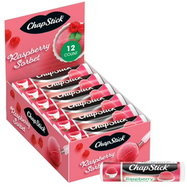 ChapStick Lip Moisturizer, Raspberry Sorbet, 12-Pack – Bulk Lip Balm, Luscious & Sweet, 0.15 Oz Ea
