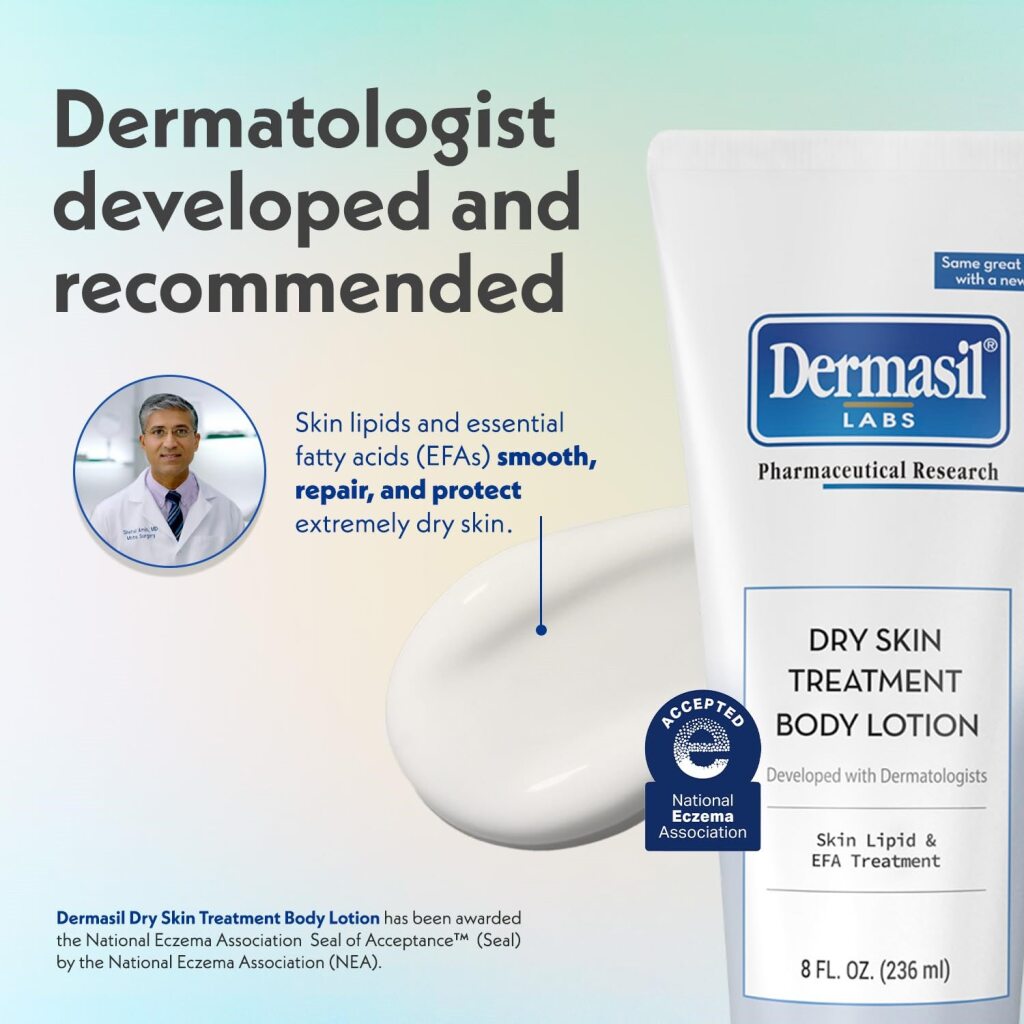Dermasil Body Lotion, Dry Skin Treatment, 3-Pack – Non-Greasy, Fast-Absorbing, Fragrance-Free Lotion, Cruelty-Free, 8 Oz Ea