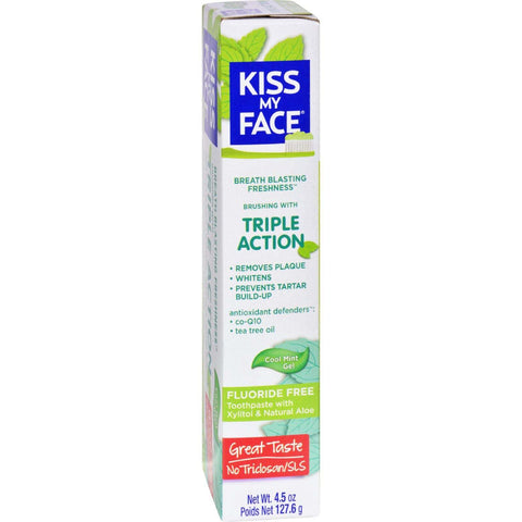 Kiss My Face Toothpaste - Triple Action - Fluoride Free - Gel - 4.5 oz,KISS MY FACE,OxKom