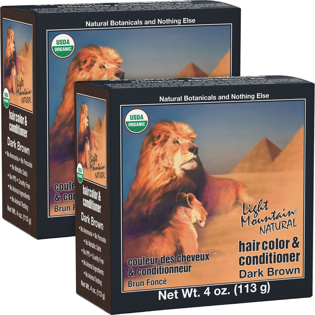 Light Mountain Organic Hair Color and Conditioner - Dark Brown - 4 oz Pack of 2