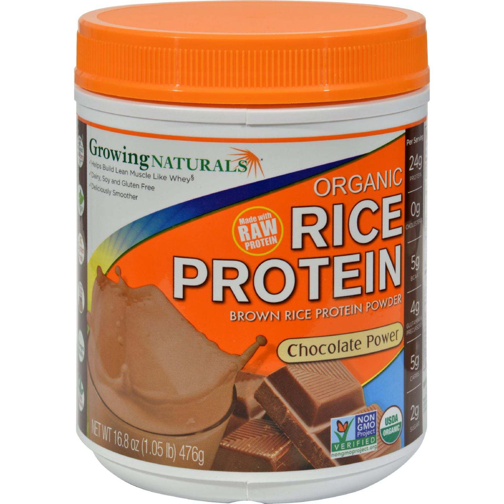 Growing Naturals Organic Raw Rice Protein - Chocolate Power - 16.8 Oz,GROWING NATURALS,OxKom