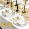 252-Piece White and Gold Plates, Napkins, Party Supplies, Dinnerware for Adults (36 sets), Gold Plastic Plate Set, Small & Large, Durable Disposable Silverware, Paper Napkins, Cups for Elegant Parties
