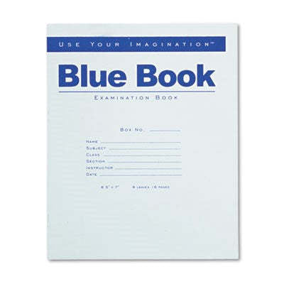 Exam Blue Book, Wide Rule, 8-1/2 x 7, White, 8 Sheets/16 Pages,Roadstone Production L,OxKom