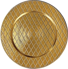 Diamond Gold Charger Plates, 13” Elegant Chargers, Set of 6, Hand Finished (Finish May Vary) Gold Chargers for Dinner Plates & Soup Bowls, Perfect for Weddings, Parties, Anniversary, Holidays 

