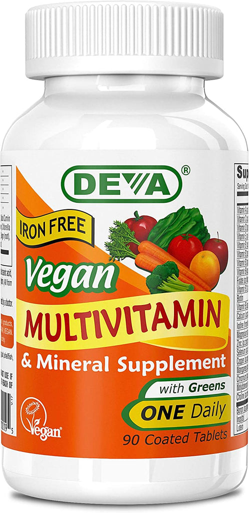 Deva Vegan Multivitamin and Mineral Supplement with Iron Free -- 90 Tablets