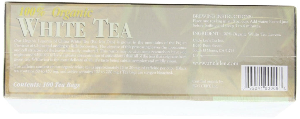 Uncle Lee's Legends of China Organic White Tea - 100 Tea Bags