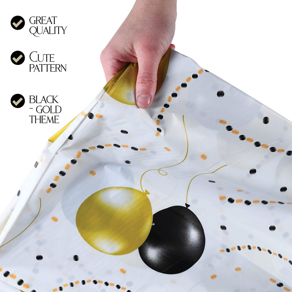 Party Tablecloth Black & Gold Balloons Set Of 4 Disposable Decor,Chateau Fine Tableware,OxKom
