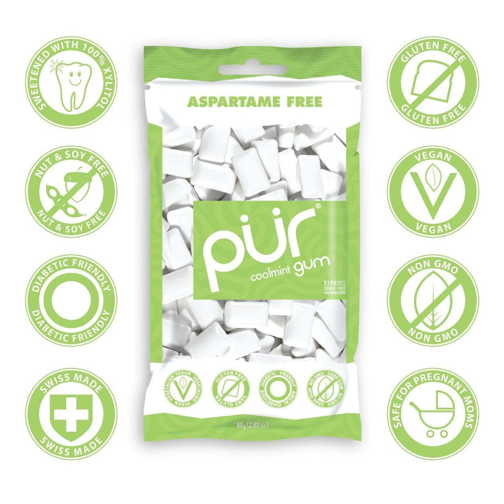 Pur Gum - Coolmint - Aspartame Free - 57 Pieces - 80 g -,PUR GUM,OxKom