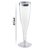 Plastic Champagne Flutes Disposable W/ Silver Rim Box Of 36  6.5 Oz