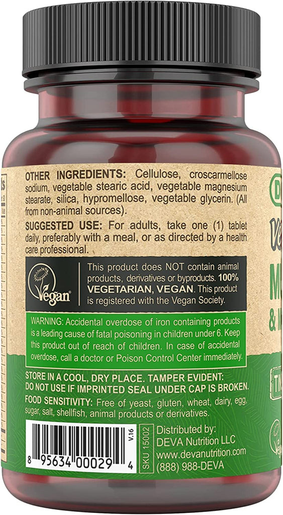 Deva Vegan Multivitamin And Mineral Supplement - 90 Tiny Tablets 2 Pack