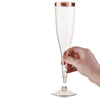 Rose Gold Champagne Flutes Disposable/Rose Gold Rim Box Of 36 6.5 Oz