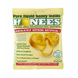 Honees Cough Drops - Honey Lemon - Lemon Menthol - 20 Cough Drops,HONEES,OxKom