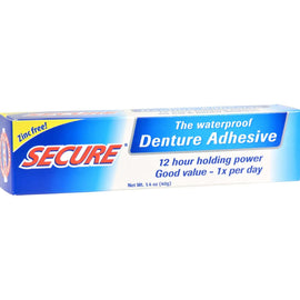 Secure Denture Adhesive Waterproof 12 Hour Holding Power Zinc Free 1.4 oz,SECURE DENTURE ADHESIVE,OxKom
