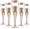 Rose Gold Champagne Flutes Disposable/Rose Gold Rim Box Of 36 6.5 Oz