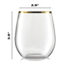 32 Pack Stemless Plastic Wine Glasses Disposable 12 Oz Gold Rim