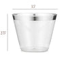 100 Pack Silver Rimmed Plastic Cups, 9 oz Disposable Plastic Glasses, Silver Glitter with a Silver Rim, Elegant Party Cups for Champagne, Wine, Cold Drinks, Tea, Punch, Juice, Soda