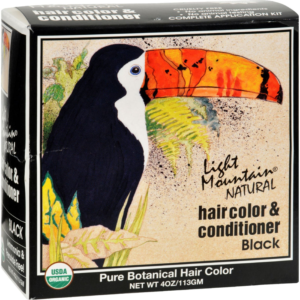 Light Mountain Hair Color/Conditioner - Organic - Black - 4 oz