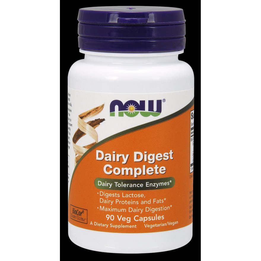 NOW Foods Dairy Digest Complete - 90 Veg Capsules,NOW Foods,OxKom