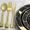 252-Piece Black and Gold Plates, Napkins, Party Supplies, Dinnerware for Adults (36 sets), Gold Plastic Plate Set, Small & Large, Durable Disposable Silverware, Paper Napkins, Cups for Elegant Parties,Chateau Fine Tableware,OxKom