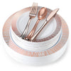 180-Piece Rose Gold Plates & Dinnerware Set With Plastic Silverware
