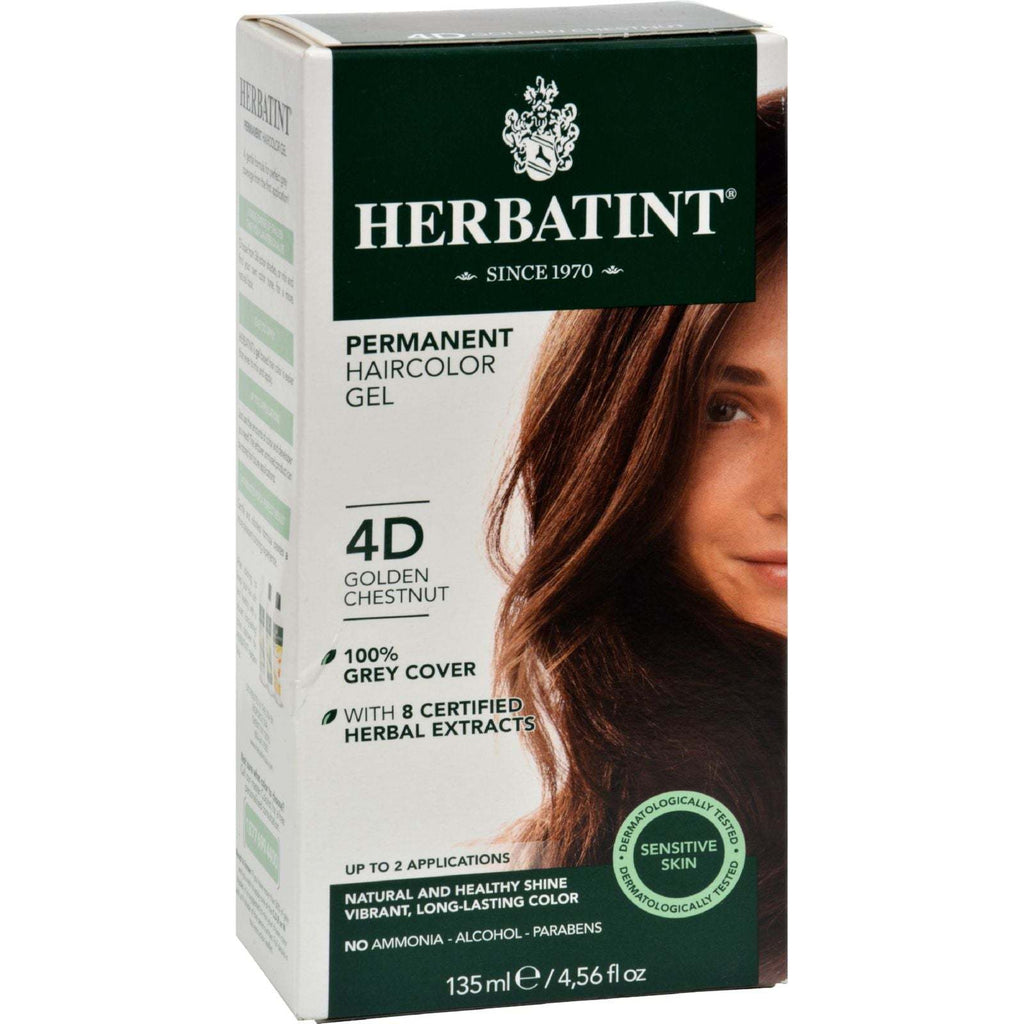 Herbatint Permanent Herbal Haircolour Gel 4D Golden Chestnut - 135 ml,HERBATINT,OxKom