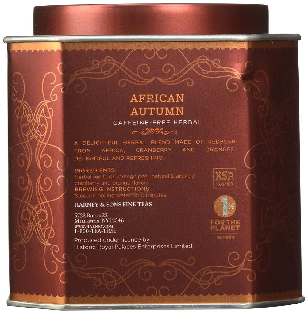Harney& Sons African Autumn Caffeine-Free Herbal Tea 30 Bags 2.67 oz