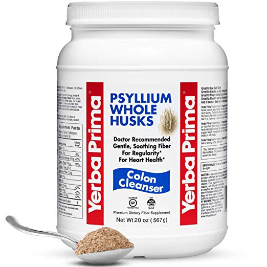 Yerba Prima Psyllium Whole Husks Colon Cleanser Weight Loss Bulk 20-Ounce