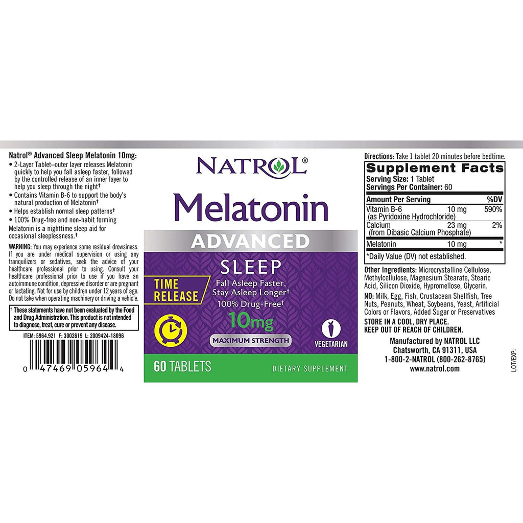 Natrol Melatonin Advanced Sleep 10mg Tab-60 10 mg,NATROL,OxKom