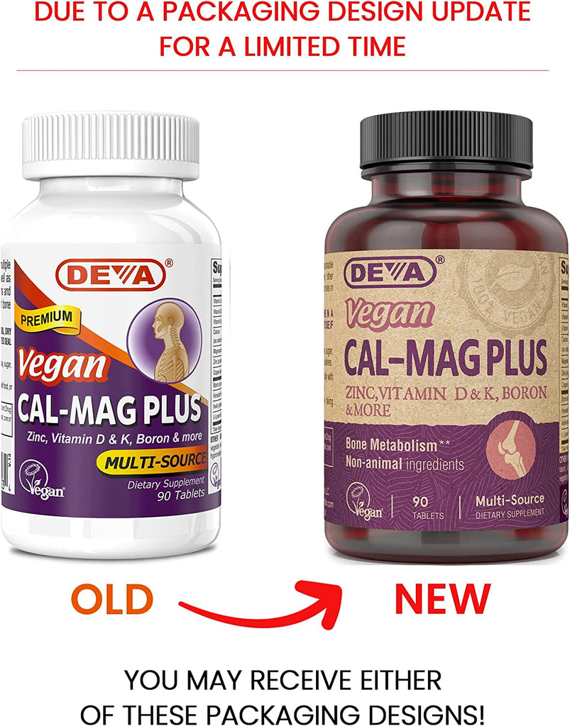 Deva Vegan Cal-Mag Plus - 90 Tablets 2 Pack