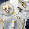 252-Piece White and Gold Plates, Napkins, Party Supplies, Dinnerware for Adults (36 sets), Gold Plastic Plate Set, Small & Large, Durable Disposable Silverware, Paper Napkins, Cups for Elegant Parties
