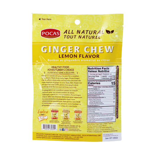 Pocas Ginger Chew (Lemon)3 Oz.