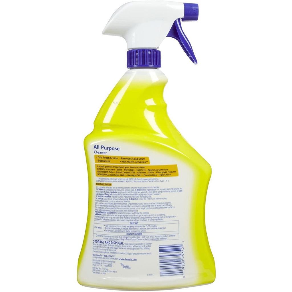 Lysol All Purpose Cleaner Spray, Lemon Breeze, 32oz,RECKITT BENCKISER INC,OxKom