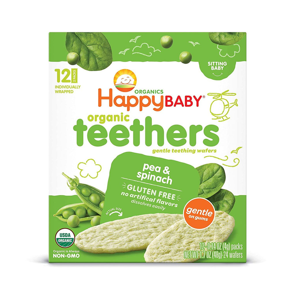 Happy Babby pea & Spinach Teething Wafers 1.7 oz,HAPPY BABY,OxKom