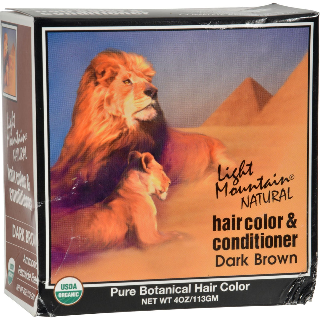 Light Mountain Organic Hair Color and Conditioner - Dark Brown - 4 oz Pack of 2