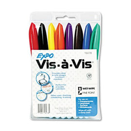 Vis--Vis Wet-Erase Marker, Fine Point, Assorted