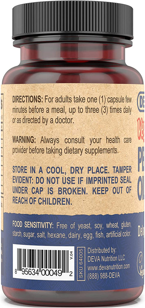 Deva Nutrition Vegan Peppermint Oil Delayed Release Capsules, 90 Count