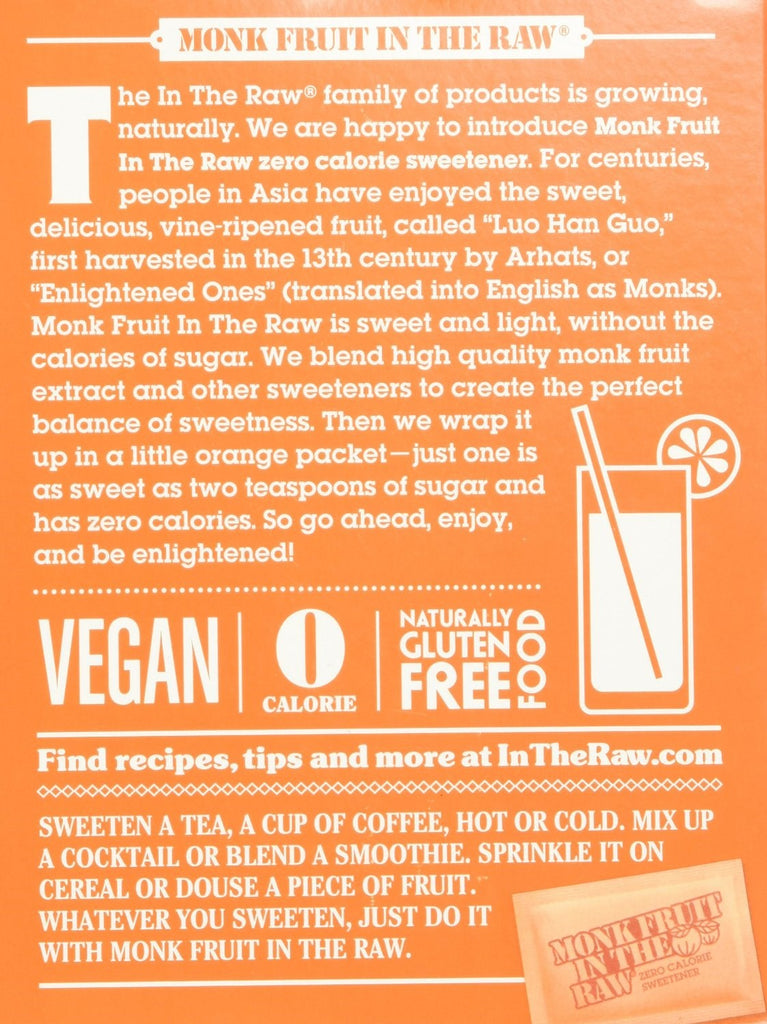 Monk Fruit In The Raw Zero Calorie Sweetener - 40 Ct