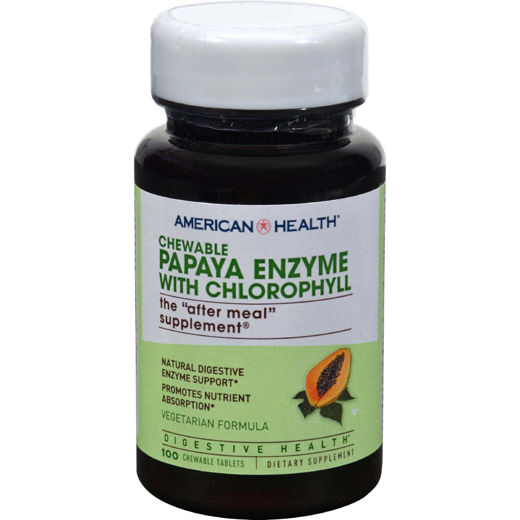 American Health Papaya Enzyme with Chlorophyll Chewable - 100 Chewable Tablets,AMERICAN HEALTH,OxKom