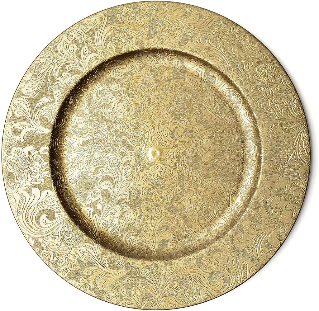 Gold Floral Charger Plates 13-Inch Elegant Chargers  Set Of 6