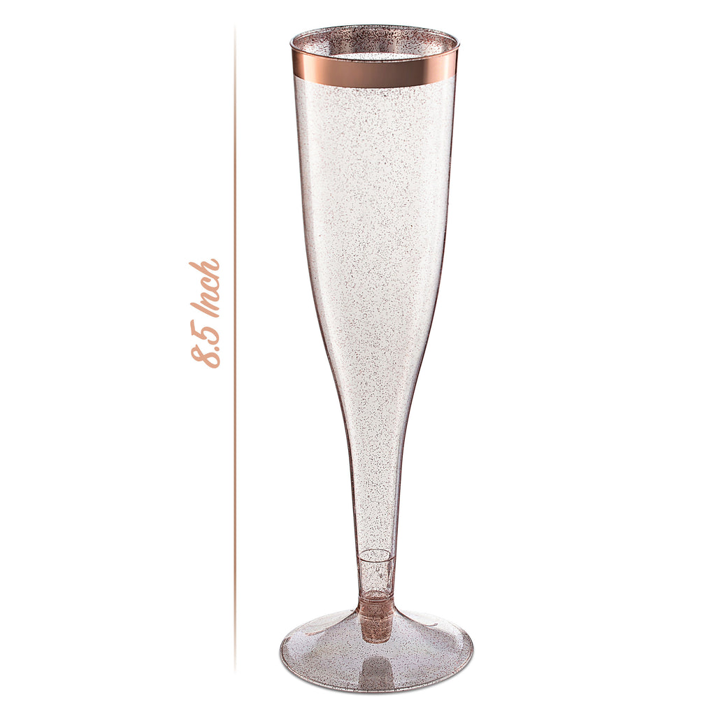 Rose Gold Champagne Flutes Disposable/Rose Gold Rim Box Of 36 6.5 Oz