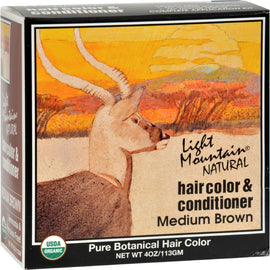 Light Mountain Organic Hair Color and Conditioner - Medium Brown - 4 oz