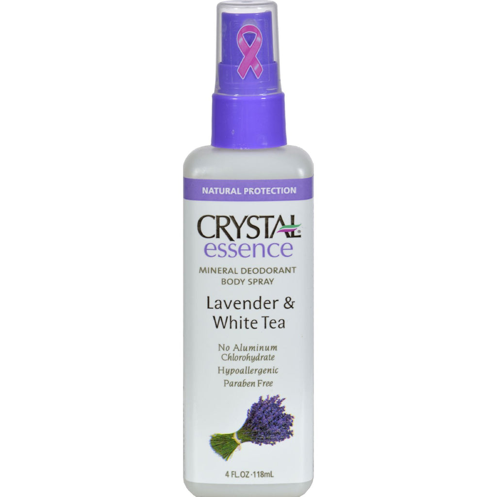 Crystal Essence Mineral Deodorant Body Spray Lavender And White Tea - 4 fl oz