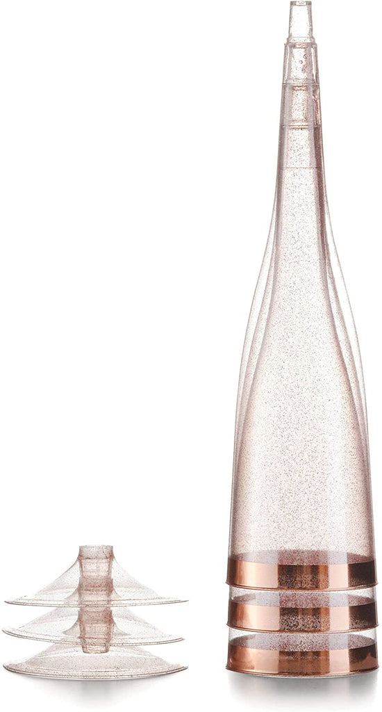 Rose Gold Champagne Flutes Disposable/Rose Gold Rim Box Of 36 6.5 Oz