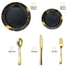 180-Piece Black & Gold Plates Dinnerware Set W/ Plastic Silverware
