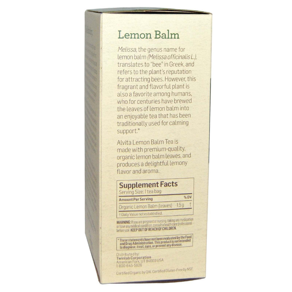 Alvita Tea - Organic - Lemon Balm Herbal - 24 Tea Bags,ALVITA,OxKom