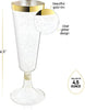 Plastic Champagne Flutes Disposable - Gold Glitter with a Gold Rim - [1 Box of 48] 4.5 Oz Premium Toasting Flutes, Elegant Stylish Mimosa Glasses for Weddings Anniversaries and Catered Events
