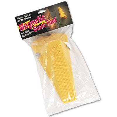 Giant Foot Magnetic Doorstop, No-Slip Rubber Wedge, 3-1/2w x 6-3/4dx2h, Yellow,MASTER CASTER COMPANY,OxKom