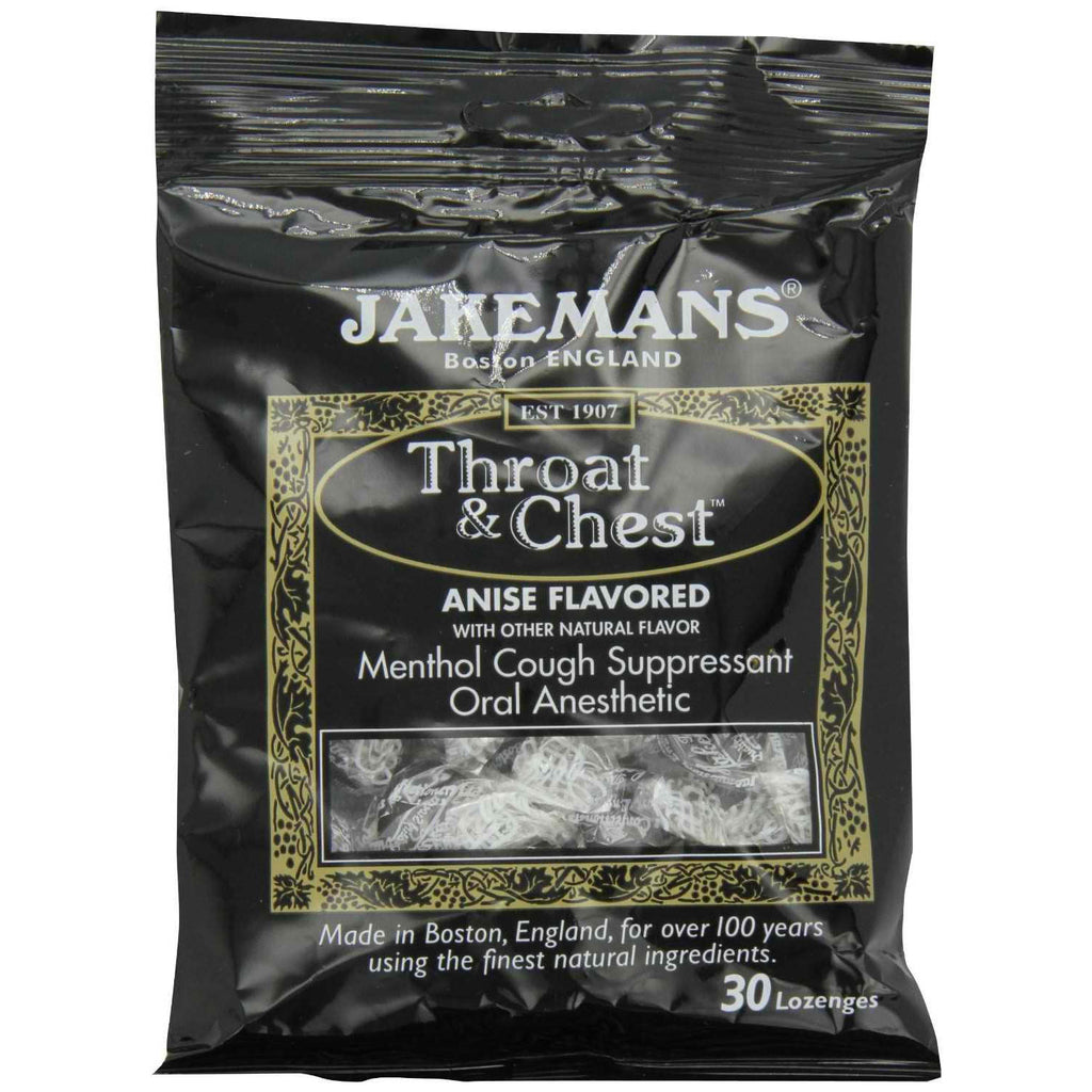 Jakemans Throat and Chest Lozenges - Licorice Menthol -  30 Pack,JAKEMANS,OxKom