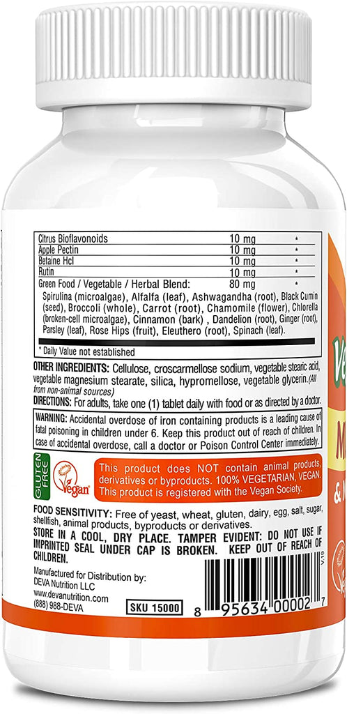 Deva Vegan Multivitamin And Mineral Supplement - 90 Coated Tablets